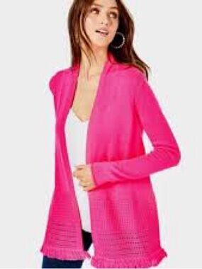 Lilly Pulitzer Open-Front Noble Fringe Cardigan
